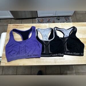 Calvin Klein Purple and Black Racerback Sports Bras (3-Pack)